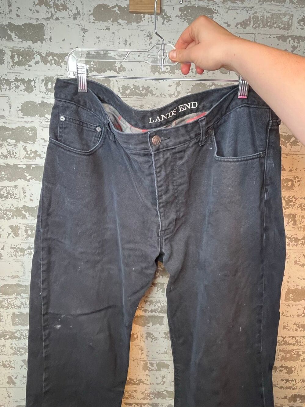 Lands end | fleece lined denim pants traditional fit 38